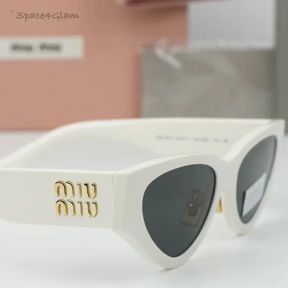 Miu Miu MU03ZS 1425S0 BRAND NEW Sunglasses White Dark Gray Cat Eye Women NEW Miu Miu MU03ZS 1425S0 White Dark Gray Cat Eye Women  main image 4